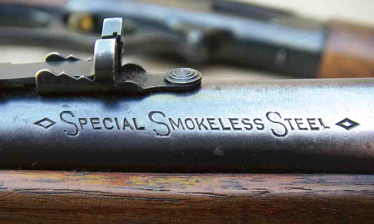 As smokeless powders became available, Marlin was quick to offer “Special Smokeless Steel” that featured increased tensile strength.